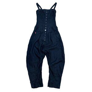 LUEL Y2K Cyber Corset Utility Jumpsuit  Size 8 100% Linen Made in Lithuania